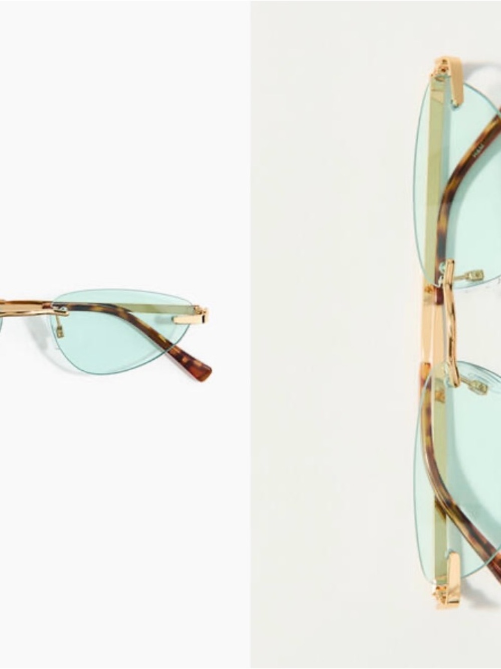 H&M y2k cat eye glasses, Tortoiseshell Arms Sunglasses with Aqua Lenses